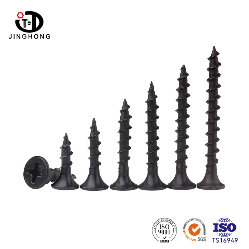 Черные винты с потайной головкой для гипсокартона